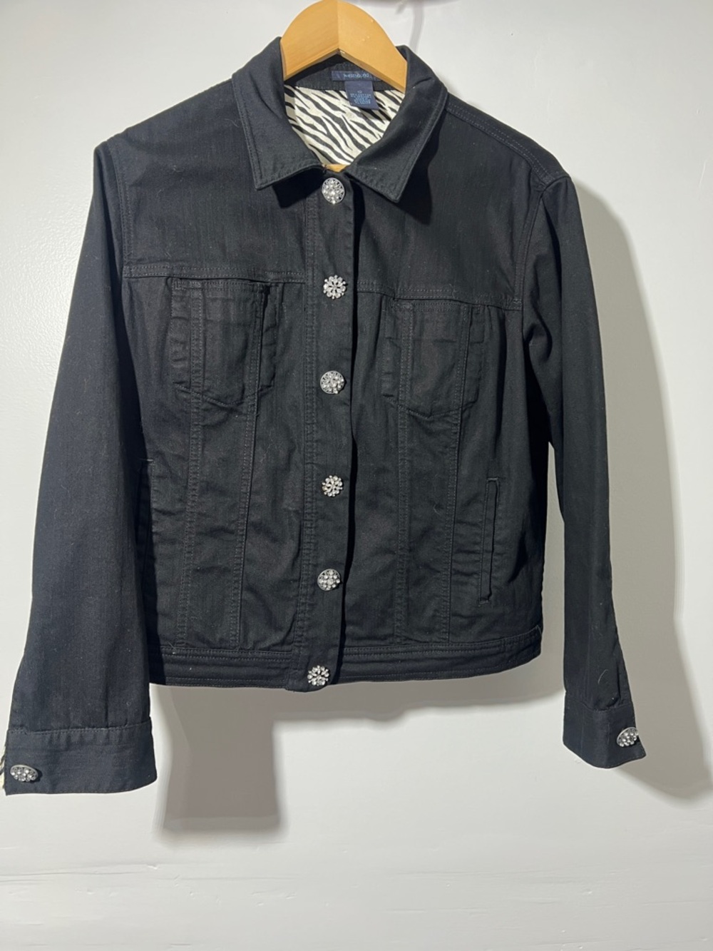 Westbound Jean Jacket with Zebra detail + Rhinestone Cluster Buttons